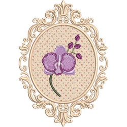 Diseño Para Bordado Orquídea Realista En Marco 1