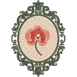 Diseño Para Bordado Orquídea Realista En Marco 2