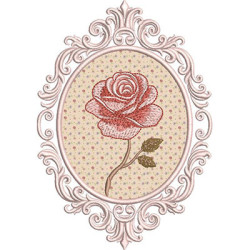 Diseño Para Bordado Rosa Realista En Marco