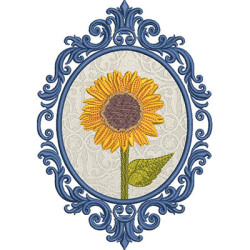 Diseño Para Bordado Girasol Realista En Marco 1