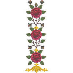Matriz De Bordado Rosas Verticais Com Arabesco Dourado