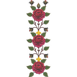 Matriz De Bordado Rosas Verticais 32 Cm