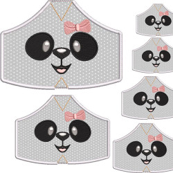 Diseño Para Bordado 6 Mascarillas De Protección De Pp A Gg Panda Femenina