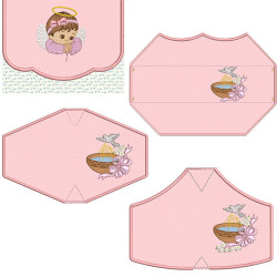 Matriz De Bordado Kit Bolsinha + 4 Máscaras Batizado Menina