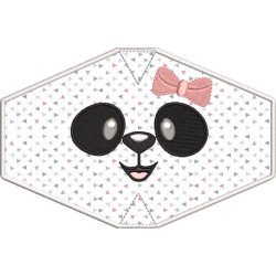 Matriz De Bordado Máscara Adulto Acabamento Bordado Panda Menina