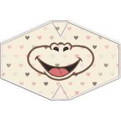 Embroidery Design Child Mask Smile Embroidered Finish Monkey