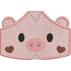 2 CHILDREN'S MASKS PIGGY WITH EMBROIDERED FINISHES