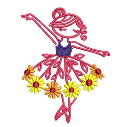 Embroidery Design Ballerina With Flowers 1