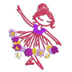 Embroidery Design Ballerina Con Flores 3