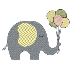 Embroidery Design Elephant With Balloons