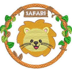 Matriz De Bordado Leão Na Moldura Safari