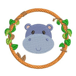 Diseño Para Bordado Hipopótamo En Marco
