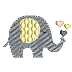 Matriz De Bordado Elefante Com Corações 2