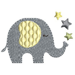 Matriz De Bordado Elefante Com Estrelas 2