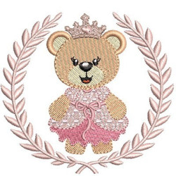 Embroidery Design Princess Bear On Frame 2