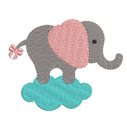 Matriz De Bordado Elefante Na Nuvem