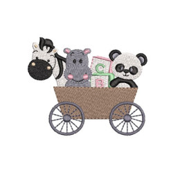 CAR WITH ZEBRA AND PANDA