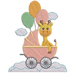 BABY GIRAFFE IN THE CLOUDS WITH TROLLEY