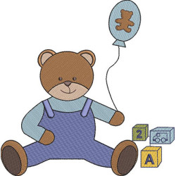 Embroidery Design Bear With Balloon