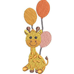 Embroidery Design 2 Giraffes With Balloons