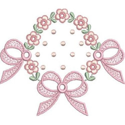 Embroidery Design Floral Frame With Tie 50