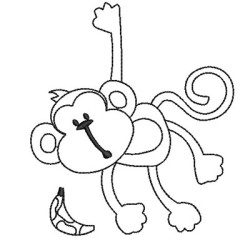 Embroidery Design Contoured Monkey