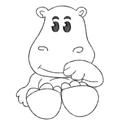 Diseño Para Bordado Hipopótamo Bebé Contornada