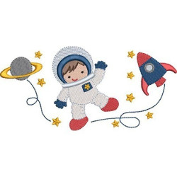 ASTRONAUTA NAVE E PLANETA