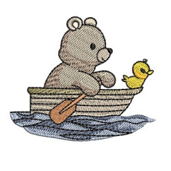 Embroidery Design Bear In Boat