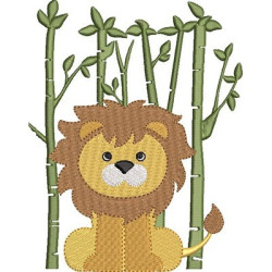 Diseño Para Bordado Leon En El Bosque