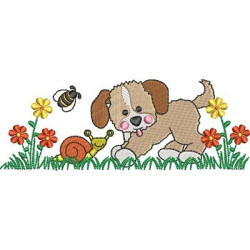 Embroidery Design Dog In The Garden