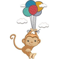 Diseño Para Bordado Monos En Globos