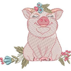 PIG WITH FLOWERS