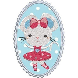 Embroidery Design Ballerina Rat Applied Frame 2