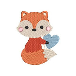 Embroidery Design Baby Fox With Heart 5