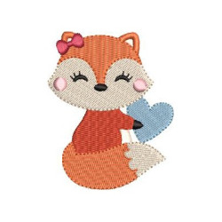 Embroidery Design Baby Fox With Heart 6