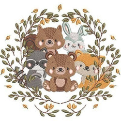 Embroidery Design Friends Of The Forest In The Frame