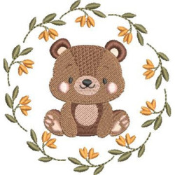 Diseño Para Bordado Peluche En El Marco Floral