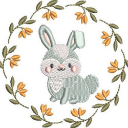 Embroidery Design Little Bunny In The Flower Frame