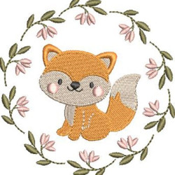 Embroidery Design Fox In The Floral Frame