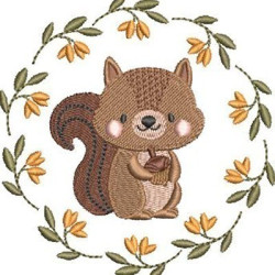 Embroidery Design Squirrel In The Flower Frame