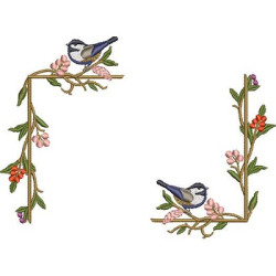 Embroidery Design Bird Corners 1