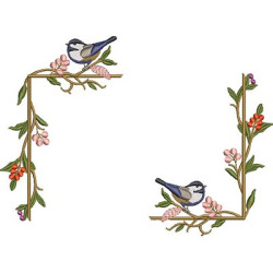 Embroidery Design Bird Corners 2