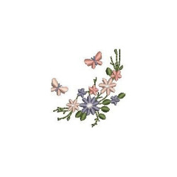 Embroidery Design Floral Set With Butterflies