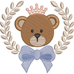 Matriz De Bordado Urso Na Moldura Com Laço