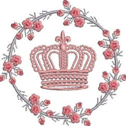 Embroidery Design Floral Frame With Crown