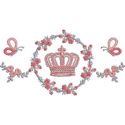 Embroidery Design Floral Frame With Crown 2