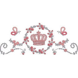 Embroidery Design Floral Frame With Crown 3