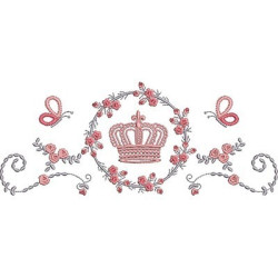 Embroidery Design Floral Frame With Crown 4