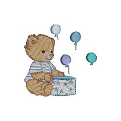 Embroidery Design Bear With Balloons